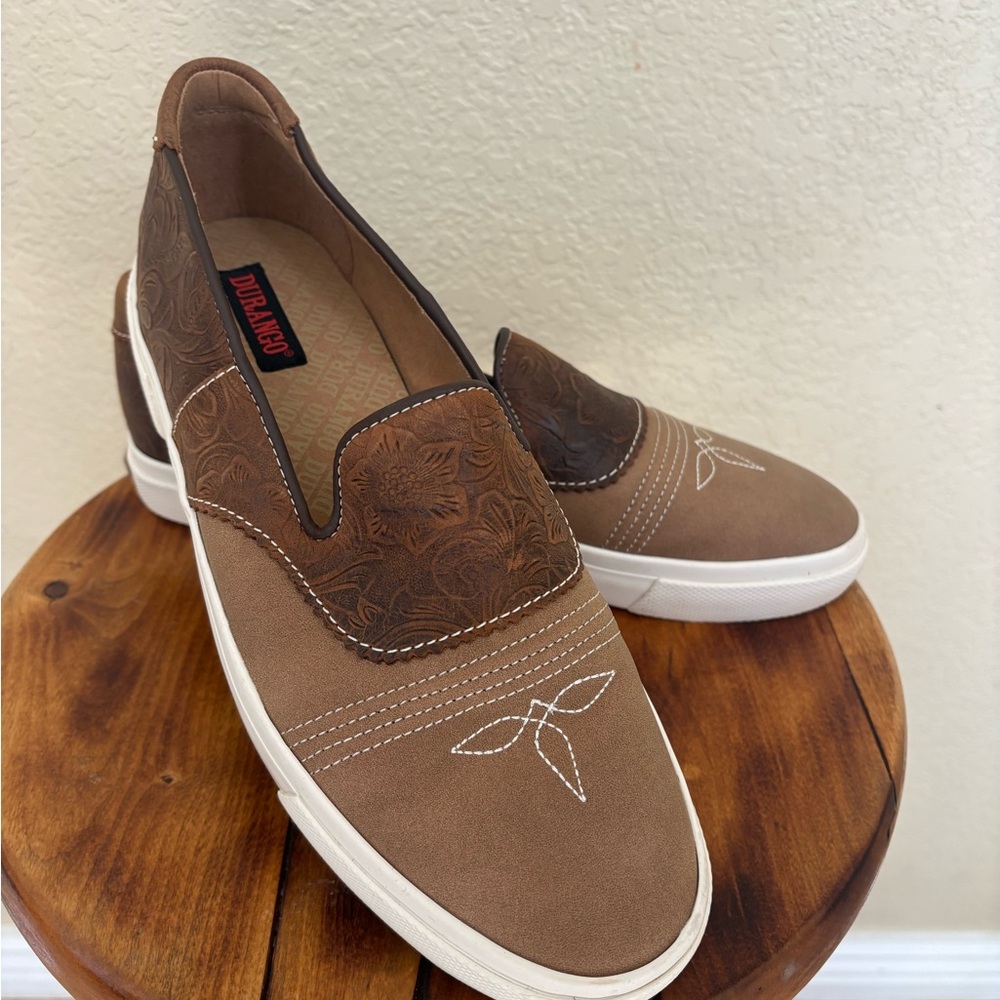 Durango Brown Floral Embossed Loafers